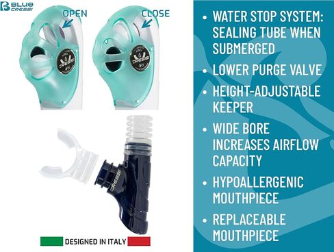 Cressi Panoramic Diving Mask and Snorkel Kit - Wide View - Top Dry System Snorkel - Horizon & Scilla - Designed in Italy in Saudi Arabia