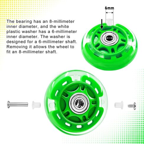 Nattork 8-Pack Inline Skates Wheels 76mm with Bearings for Indoor and Outdoor Replacement - High Performance Durable Wheel for Smooth Riding Upgrades Green in Saudi Arabia
