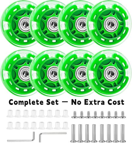 Nattork 8-Pack Inline Skates Wheels 76mm with Bearings for Indoor and Outdoor Replacement - High Performance Durable Wheel for Smooth Riding Upgrades Green in Saudi Arabia