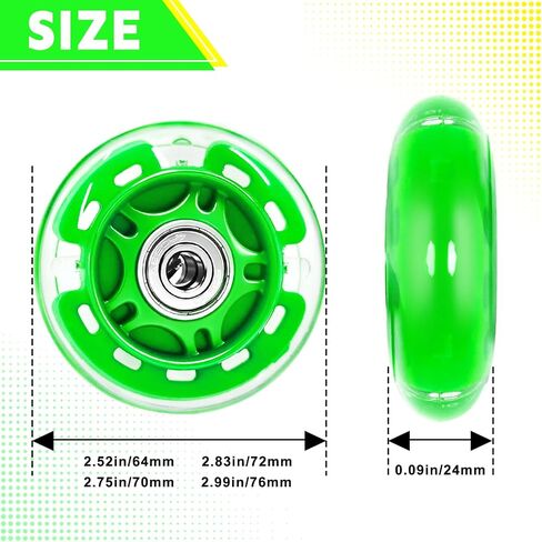 Nattork 8-Pack Inline Skates Wheels 76mm with Bearings for Indoor and Outdoor Replacement - High Performance Durable Wheel for Smooth Riding Upgrades Green in Saudi Arabia