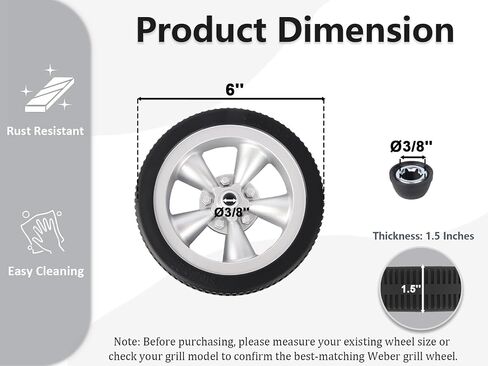 Grill Wheels w/Hub Caps for Weber 22-inch Kettle Grills 65930 65931, Replacement Grill Wheels for Weber Kettle Premium 22" Charcoal Grill, Silver in Saudi Arabia