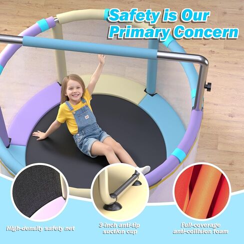 Trampoline for Kids 55inch Toddler Mini Small Trampoline Outdoor Indoor Basketball Hoop, Swing, Gift for Baby, Toddlers & Kids Ages 3-6 in Saudi Arabia