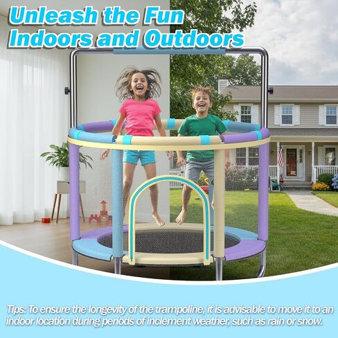 Trampoline for Kids 55inch Toddler Mini Small Trampoline Outdoor Indoor Basketball Hoop, Swing, Gift for Baby, Toddlers & Kids Ages 3-6 in Saudi Arabia
