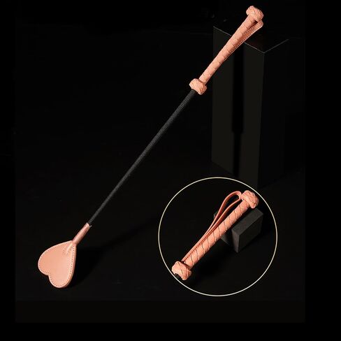 Handwoven Pink Heart-Shaped Genuine Leather Riding Crop | 52cm Flexible Black Shaft | Precision-Stitched Equestrian Whip | Premium Collectible Riding Gear in Saudi Arabia