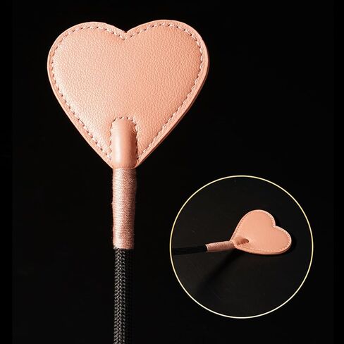 Handwoven Pink Heart-Shaped Genuine Leather Riding Crop | 52cm Flexible Black Shaft | Precision-Stitched Equestrian Whip | Premium Collectible Riding Gear in Saudi Arabia
