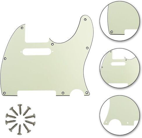 6 Holes Guitar Back Plate Cavity Cover Pickguard for Fender Standard Stratocaster Strat ST Modern Style Electric Guitar,White 3ply in Saudi Arabia