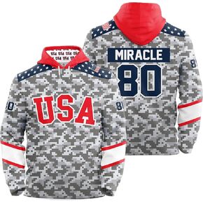 هودي هوكي أصلي للبالغين من الولايات المتحدة الأمريكية عام 1980 إصدار محدود - مموه باللون الرمادي in Kuwait