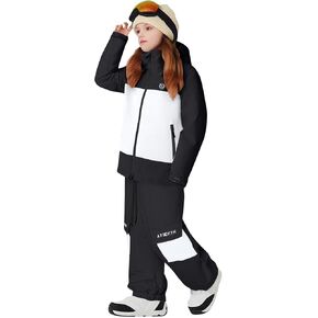 Kids Snow Suit - Boys Girls Ski Jacket And Pants Set 2 Piece Color Block Waterproof Snowboard Snowsuit 3-14T in Kuwait