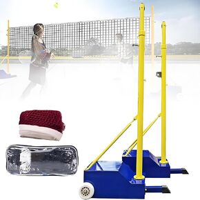 Heavy Duty Adjustable Volleyball Poles with Net for Indoor & Outdoor Use, 4 Heights (5.1ft-6.89ft), Includes Badminton Net & Wheels – Perfect for Adults & Kids Sports Activities in Saudi Arabia