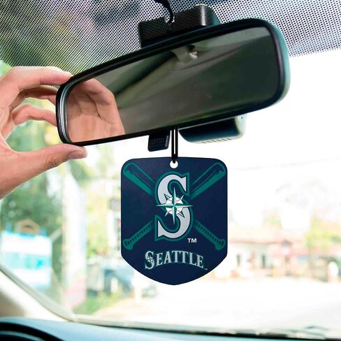 FANMATS 61557 MLB Seattle Mariners Hanging Car Air Freshener, 2 Pack, Black Ice Scent, Odor Eliminator, Shield Design with Team Logo in Saudi Arabia