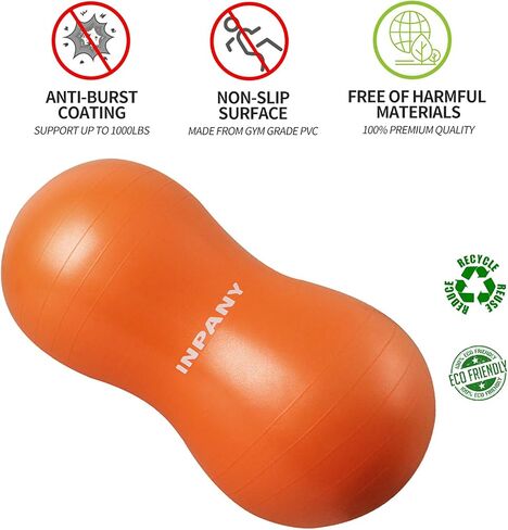 INPANY Peanut Ball - Anti Burst Exercise Ball for Labor Birthing, Physical Therapy for Kids, Core Strength, Flexible Seating, Home & Gym Fintness, Sensory Chair Wiggle Seat for Boys and Girls in Saudi Arabia