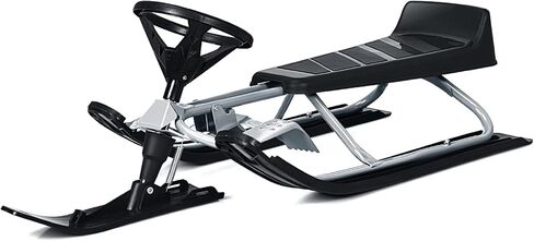 Goplus Snow Racer Sled، لوح منزلق للتزلج مع عجلة قيادة، مكابح مزدوجة، حبل سحب قابل للسحب، للأطفال من سن 6 سنوات فما فوق، يحمل طفلين أو مراهق in Kuwait