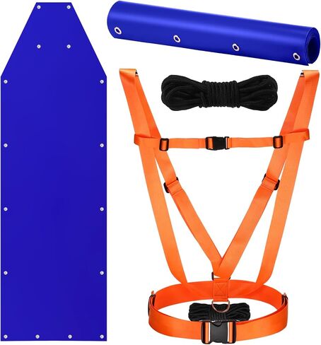 1 Pcs Dual Harness Deer Drag Harness and 1 Pcs Drag Sleds Heavy Duty Deer Dragging Strap with 2 Rope, Hunting Equipment for Hauling Elk Turkeys Game Animals(Tapered End,Orange) in Saudi Arabia