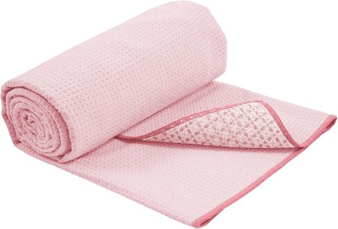 S&T INC. Yoga Mat Towel with Non-Slip Grip, Enhanced Silicone Grip, Soft and Absorbent for Gym, Pilates, and Hot Yoga Mat, 2 Pack, 24 inches x 72 inches, 340GSM, Pink and Grey in Saudi Arabia