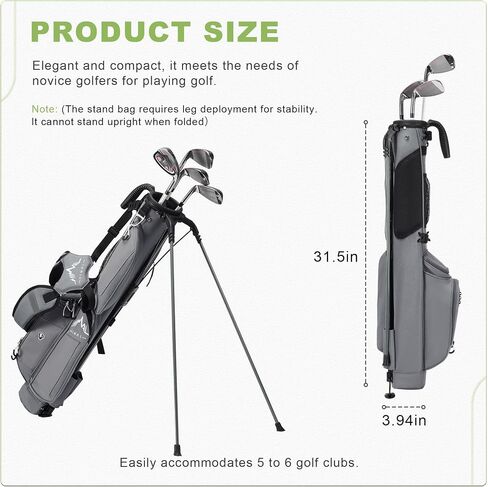 حقيبة حمل بحامل جولف خفيفة الوزن - سهلة الحمل ومتينة، حقيبة جولف Pitch n Putt لنطاق القيادة، Par 3 والدورات التنفيذية، تناسب ما يصل إلى 5-6 نوادي in Kuwait