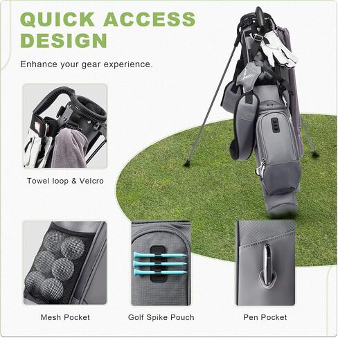 حقيبة حمل بحامل جولف خفيفة الوزن - سهلة الحمل ومتينة، حقيبة جولف Pitch n Putt لنطاق القيادة، Par 3 والدورات التنفيذية، تناسب ما يصل إلى 5-6 نوادي in Kuwait