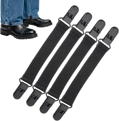 4 Pcs Adjustable Boot Straps for Cowboy Boots Elastic Boot Straps Clamp for Women and Men Bike Pant Leg Strap Clips Riding Motorcycle Mitten Stirrup Leg Strap Pants in Saudi Arabia