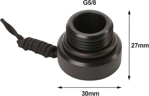 قابس Scuba DIN لمنظم المرحلة الأولى - واقي صمام خزان غطاء الغبار مع سلك، معرف نهاية ملولب ذكر 0.61 بوصة، 25 × 30 مم، غطاء بلاستيكي أسود لأسطوانات الغوص والغطس in Kuwait