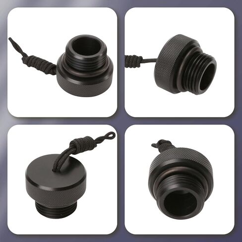 قابس Scuba DIN لمنظم المرحلة الأولى - واقي صمام خزان غطاء الغبار مع سلك، معرف نهاية ملولب ذكر 0.61 بوصة، 25 × 30 مم، غطاء بلاستيكي أسود لأسطوانات الغوص والغطس in Kuwait