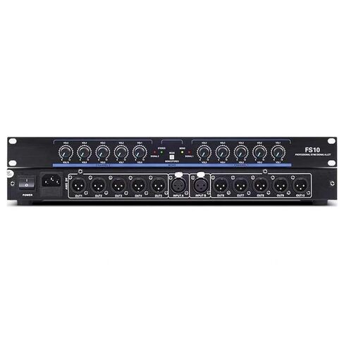 Stereo Audio Signal Distributor, 2 Input 10 Output Audio Processor, Stereo and Mono Work Modes, with Independent Volume Adjustment, for DJ Studio, Live Performance in Kuwait