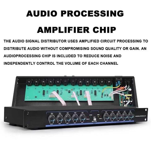 Stereo Audio Signal Distributor, 2 Input 10 Output Audio Processor, Stereo and Mono Work Modes, with Independent Volume Adjustment, for DJ Studio, Live Performance in Kuwait