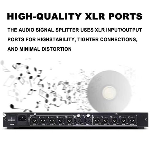 Stereo Audio Signal Distributor, 2 Input 10 Output Audio Processor, Stereo and Mono Work Modes, with Independent Volume Adjustment, for DJ Studio, Live Performance in Kuwait