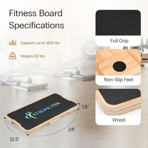 StrongTek Resistance Band Training Platform, Heavy-Duty Bamboo/Wood Board for Safe & Stable Resistance Workouts, Non-Slip, 1000 lbs Capacity for Arms, Shoulders, Core, Back & Legs in Saudi Arabia