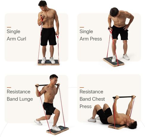 StrongTek Resistance Band Training Platform, Heavy-Duty Bamboo/Wood Board for Safe & Stable Resistance Workouts, Non-Slip, 1000 lbs Capacity for Arms, Shoulders, Core, Back & Legs in Saudi Arabia