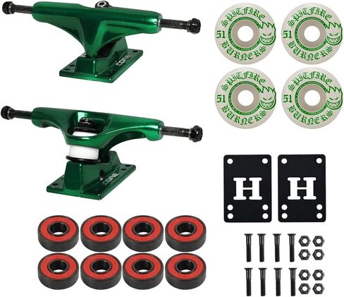 Core Hollow Lightweight Skateboard Trucks + 51mm Spitfire Burners Wheels, ABEC 5 Bearings, Hardware (Package to Complete a Skateboard Deck) in Saudi Arabia