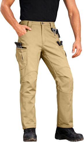 Fleece Lined Cargo Pants Men Waterproof Ripstop Tactical Pants with Multi Pockets Stretch Outdoor Hiking Outfits in Saudi Arabia
