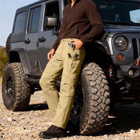 Fleece Lined Cargo Pants Men Waterproof Ripstop Tactical Pants with Multi Pockets Stretch Outdoor Hiking Outfits in Saudi Arabia