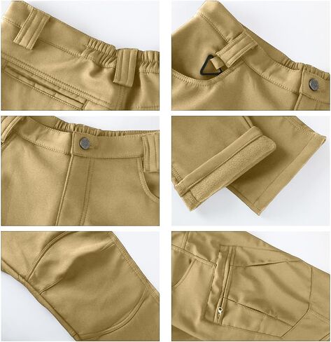 Fleece Lined Cargo Pants Men Waterproof Ripstop Tactical Pants with Multi Pockets Stretch Outdoor Hiking Outfits in Saudi Arabia