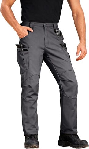 Fleece Lined Cargo Pants Men Waterproof Ripstop Tactical Pants with Multi Pockets Stretch Outdoor Hiking Outfits in Saudi Arabia
