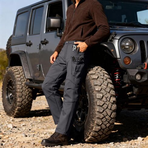 Fleece Lined Cargo Pants Men Waterproof Ripstop Tactical Pants with Multi Pockets Stretch Outdoor Hiking Outfits in Saudi Arabia