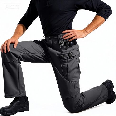 Fleece Lined Cargo Pants Men Waterproof Ripstop Tactical Pants with Multi Pockets Stretch Outdoor Hiking Outfits in Saudi Arabia