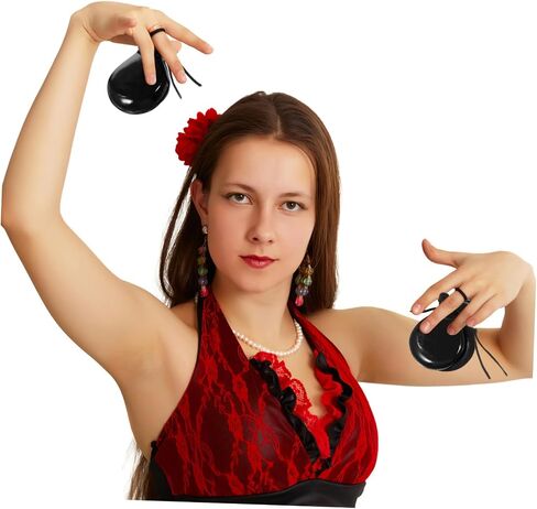 Wood Castanets Black Spanish Percussion Instrument for Adults Boys and Girls Music Education Hispanic Instruments in Saudi Arabia