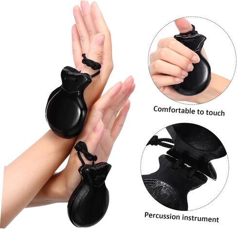 Wood Castanets Black Spanish Percussion Instrument for Adults Boys and Girls Music Education Hispanic Instruments in Saudi Arabia