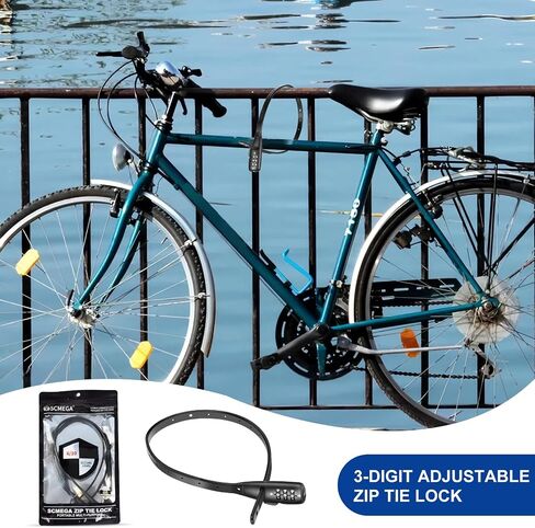 2PACK Zip Tie Lock 3-Digit Combo Cable Lock – Adjustable & Lightweight for Bikes, Helmets, Cabinets, Fridges, Luggage, Strollers, Café Stops – Child-Proof Portable & Small(2 Pack) in Kuwait