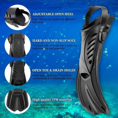 Snorkeling Gear for Kids Adults, 4 in 1 Travel Mask Fins Snorkel Set with Panoramic View Anti Fog Mask, Dry Top Snorkel, Trek Fins and Travel Bag, Snorkel Gear for Swimming Diving Snorkeling in Saudi Arabia