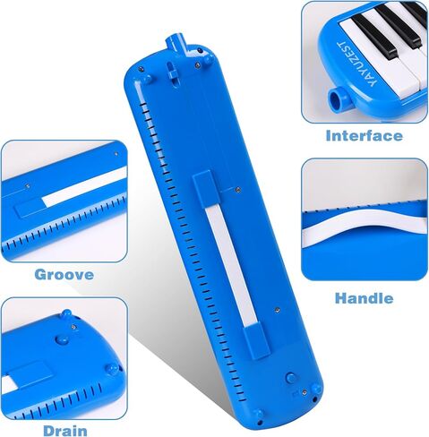 32 Keys Melodica Instrument, Soprano Melodica Air Piano Keyboard Pianica with 2 Soft Long Tubes, 2 Short Mouthpieces and Carrying Bag (Blue) in Saudi Arabia