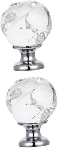 2pcs Crystal Knobs, Dresser Glass Round Rose Decor Exquisite Knob for Closet, Dresser, Vanity Tray & Interior Door Doorknob Pull in Saudi Arabia