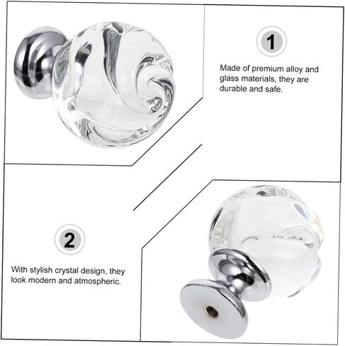 2pcs Crystal Knobs, Dresser Glass Round Rose Decor Exquisite Knob for Closet, Dresser, Vanity Tray & Interior Door Doorknob Pull in Saudi Arabia