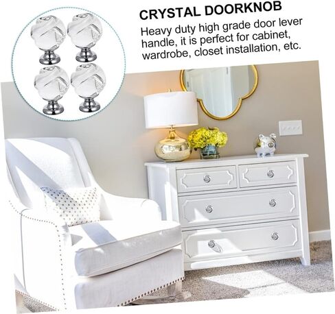 2pcs Crystal Knobs, Dresser Glass Round Rose Decor Exquisite Knob for Closet, Dresser, Vanity Tray & Interior Door Doorknob Pull in Saudi Arabia