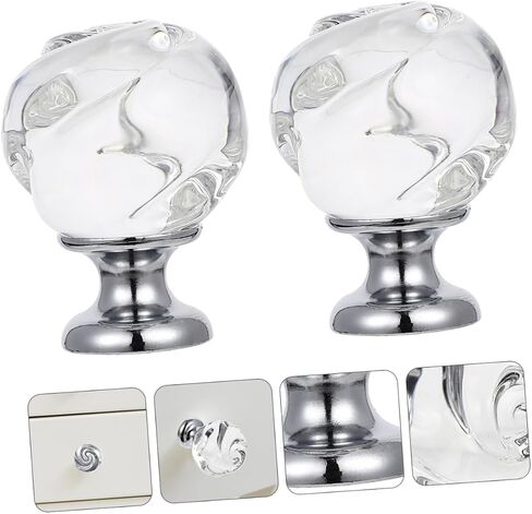 2pcs Crystal Knobs, Dresser Glass Round Rose Decor Exquisite Knob for Closet, Dresser, Vanity Tray & Interior Door Doorknob Pull in Saudi Arabia