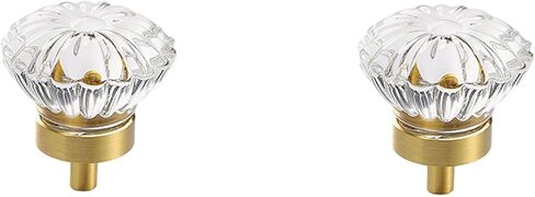6 Pack Golden Crystal Knobs, Brass Dove Egg Cube-Transparent Handles for Wardrobe Doors, Cabinets & Drawers(Stamen Transparent) in Kuwait