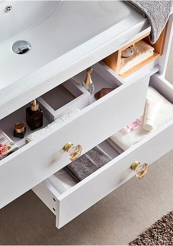 6 Pack Golden Crystal Knobs, Brass Dove Egg Cube-Transparent Handles for Wardrobe Doors, Cabinets & Drawers(Stamen Transparent) in Kuwait