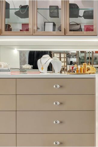 6 Pack Golden Crystal Knobs, Brass Dove Egg Cube-Transparent Handles for Wardrobe Doors, Cabinets & Drawers(Stamen Transparent) in Kuwait