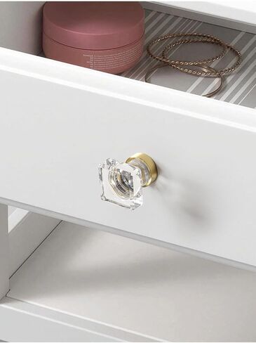 6 Pack Golden Crystal Knobs, Brass Dove Egg Cube-Transparent Handles for Wardrobe Doors, Cabinets & Drawers(Stamen Transparent) in Kuwait