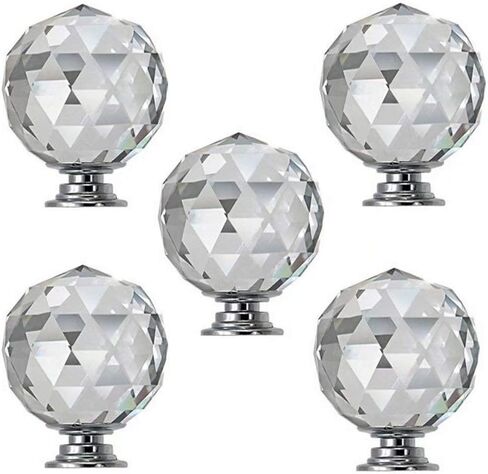Crystal Knobs, 5pcs 30mm Round Diamond Knob, Drawer Pull Handle Kitchen Door Wardrobe Hardware Used for Cabinet, Dresser, Cupboard in Saudi Arabia