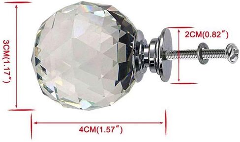 Crystal Knobs, 5pcs 30mm Round Diamond Knob, Drawer Pull Handle Kitchen Door Wardrobe Hardware Used for Cabinet, Dresser, Cupboard in Saudi Arabia